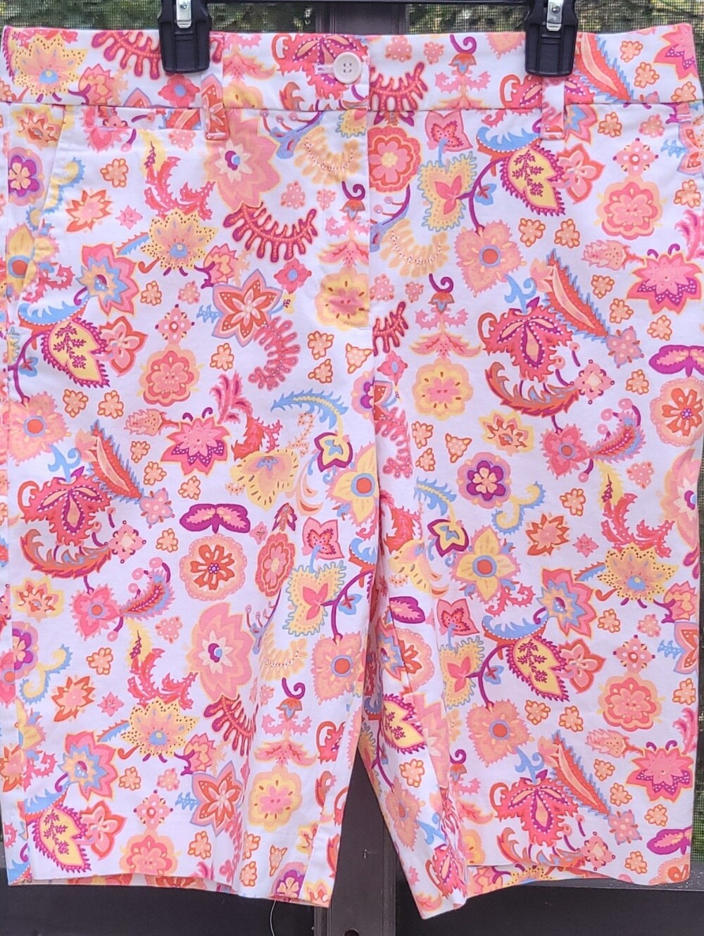 Talbots Perfect Short Bermuda Women's Size 6 Pink Floral Paisley Stretch Cotton
